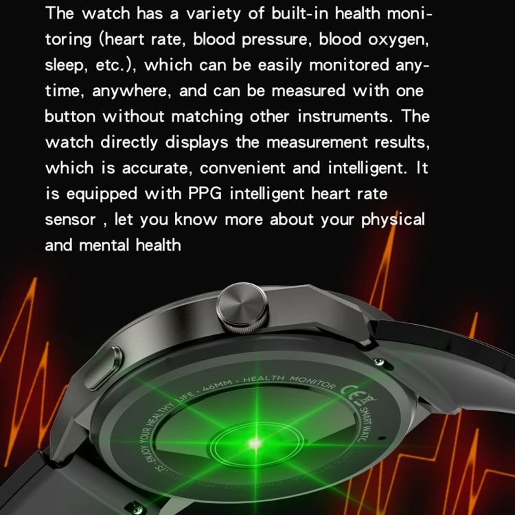 KT62 1.36 inch TFT Round Screen Smart Watch Supports Bluetooth Call/Blood Oxygen Monitoring, Strap:Leather Strap(Black) by bashfashion