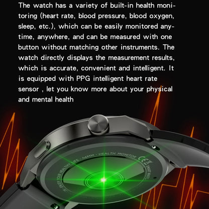 KT62 1.36 inch TFT Round Screen Smart Watch Supports Bluetooth Call/Blood Oxygen Monitoring, Strap:Leather Strap(Silver) by bashfashion