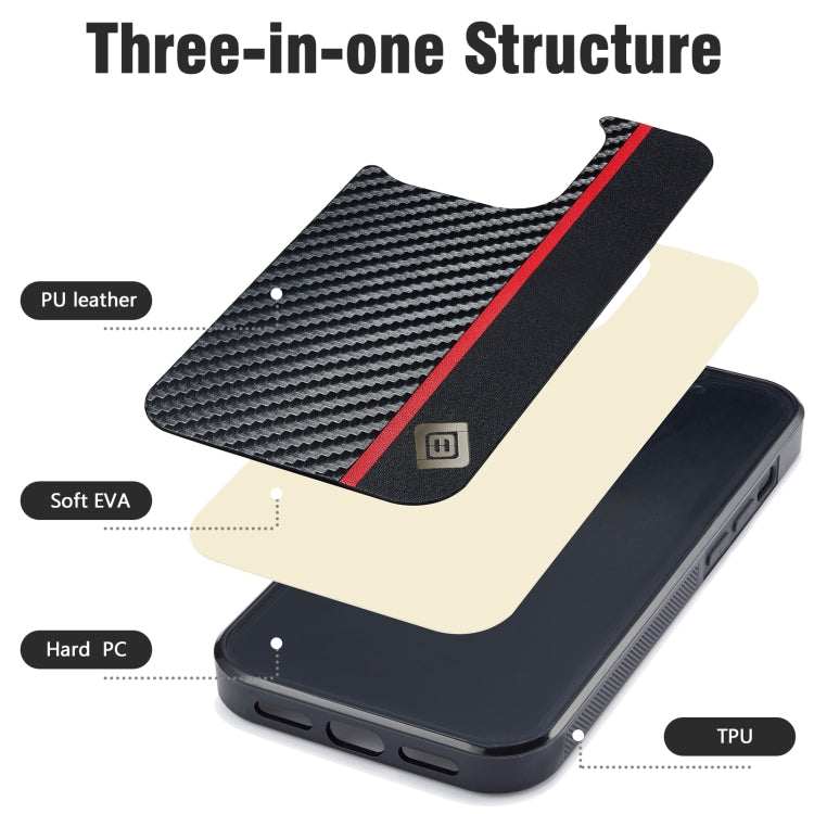 For iPhone 14 Plus LC.IMEEKE 3 in 1 Carbon Fiber Texture Shockproof Phone Case(Black) by LC.IMEEKE