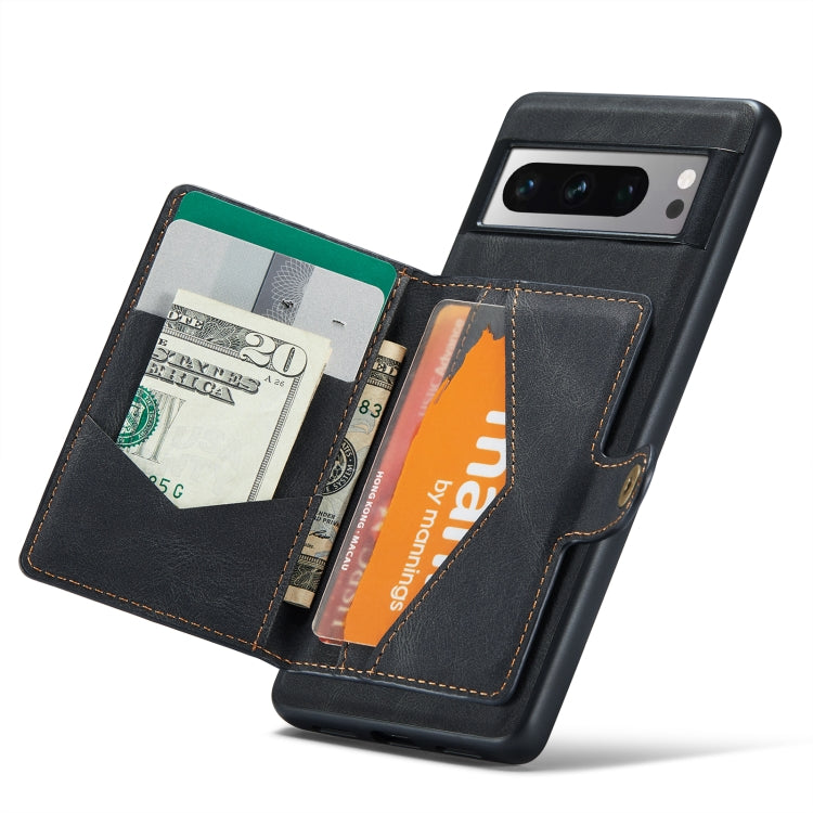 For Google Pixel 8 Pro JEEHOOD Retro Magnetic Detachable Wallet Phone Case(Black) by JEEHOOD