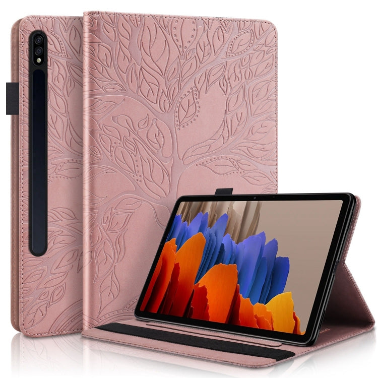 For Samsung Galaxy Tab S9+ / S9 FE+ Life Tree Series Horizontal Flip Leather Tablet Case(Rose Gold) by bashfashion