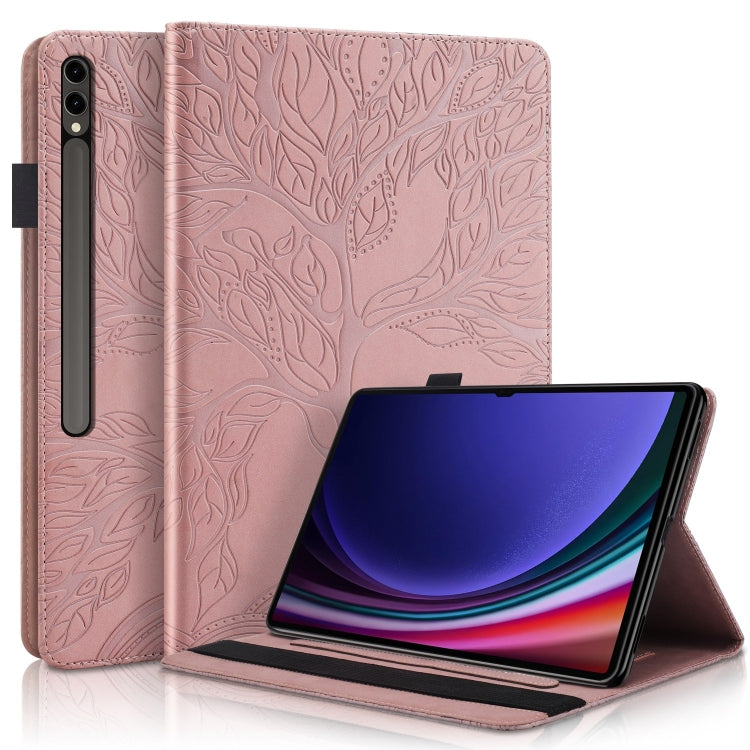 For Samsung Galaxy Tab S9 Ultra Life Tree Series Horizontal Flip Leather Tablet Case(Rose Gold) by bashfashion