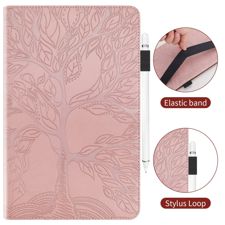 For Samsung Galaxy Tab S9 / S9 FE Life Tree Series Horizontal Flip Leather Tablet Case(Rose Gold) by bashfashion