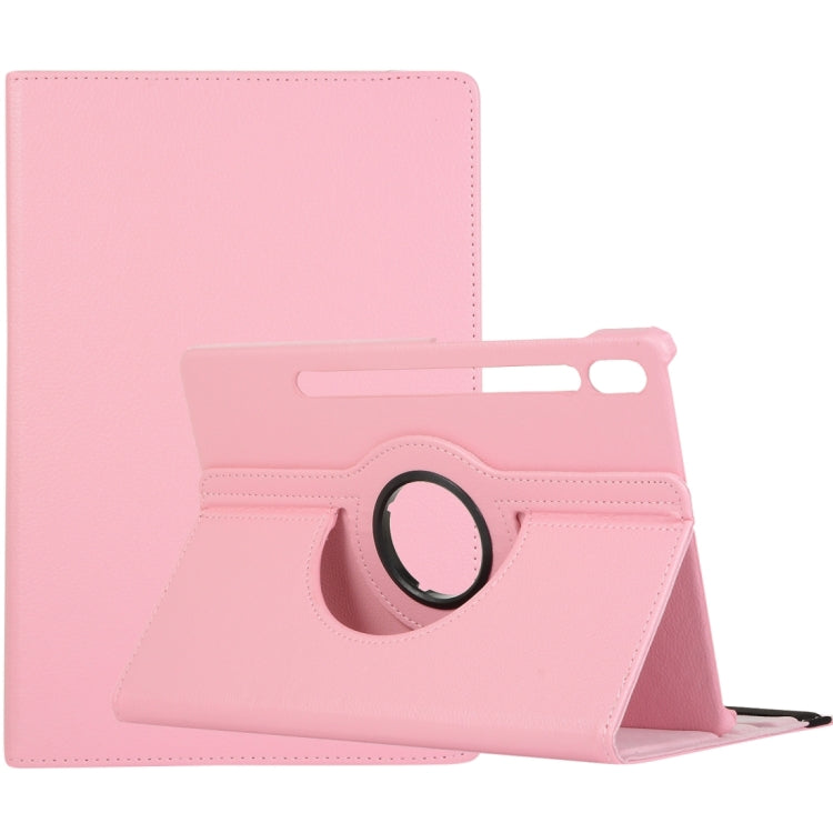 For Samsung Galaxy Tab S10 FE / S9 FE / S9 Litchi Texture 360 Degrees Rotation Holder Leather Tablet Case(Pink) by bashfashion