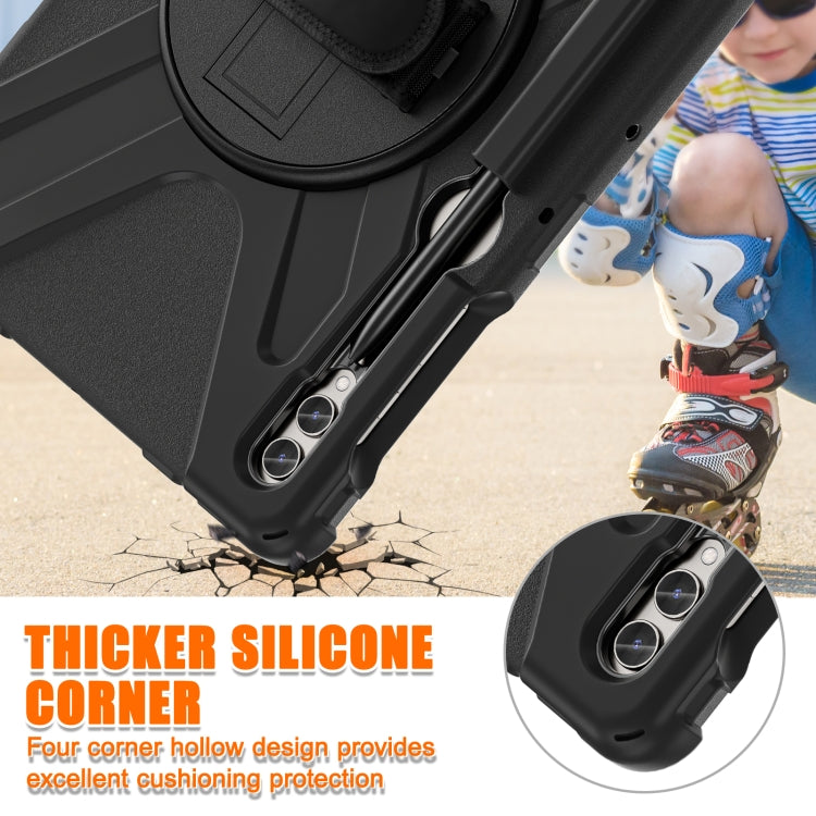For Samsung Galaxy Tab S9+ / S8+ Rotatable Kickstand Grip Heavy Duty Hard Rugged Tablet Case(Black) by bashfashion