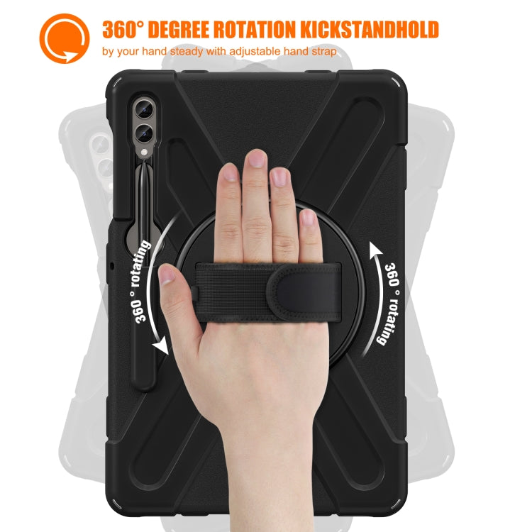 For Samsung Galaxy Tab S9+ / S8+ Rotatable Kickstand Grip Heavy Duty Hard Rugged Tablet Case(Black) by bashfashion