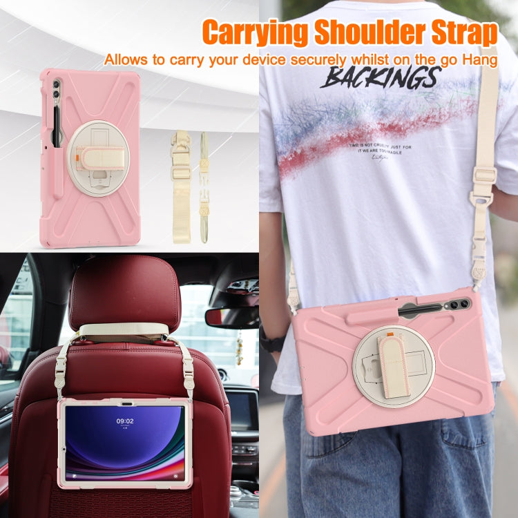 For Samsung Galaxy Tab S9+ / S8+ Rotatable Kickstand Grip Heavy Duty Hard Rugged Tablet Case(Pink) by bashfashion