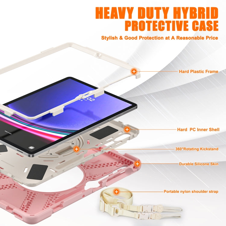 For Samsung Galaxy Tab S9+ / S8+ Rotatable Kickstand Grip Heavy Duty Hard Rugged Tablet Case(Pink) by bashfashion