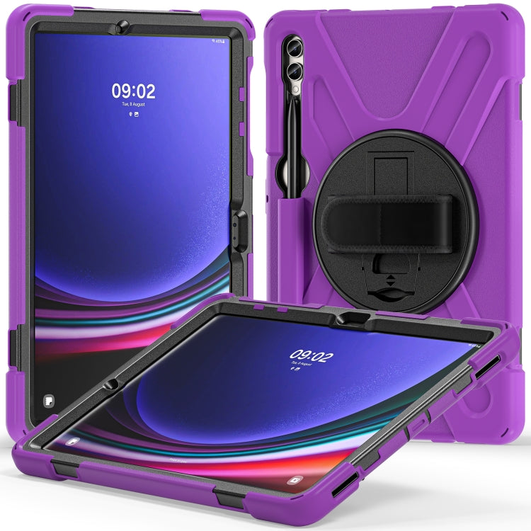 For Samsung Galaxy Tab S9+ / S8+ Rotatable Kickstand Grip Heavy Duty Hard Rugged Tablet Case(Purple) by bashfashion