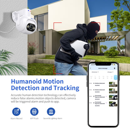 ESCAM PT304 HD 4MP Humanoid Detection Tracking WiFi Connection Sound Alarm Intelligent Night Vision H.265 Camera(AU Plug) by ESCAM