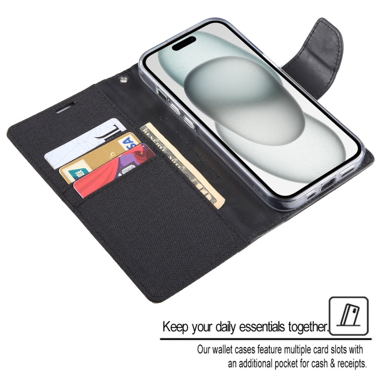 For iPhone 15 Pro Max GOOSPERY CANVAS DIARY Fabric Texture Flip Leather Phone Case(Blue) by GOOSPERY