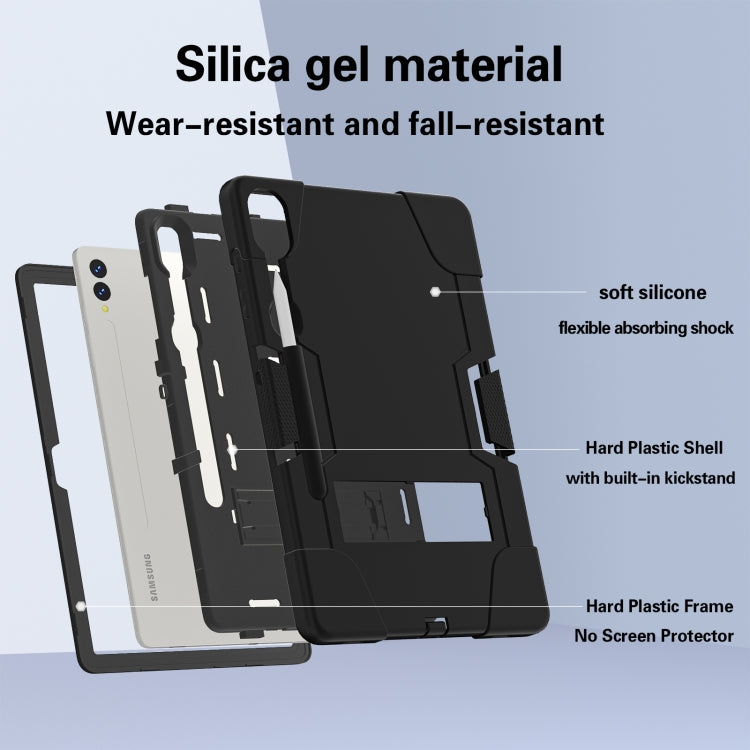 For Samsung Galaxy Tab S9+ Contrast Color Silicone PC Tablet Case with Holder(Black) by bashfashion