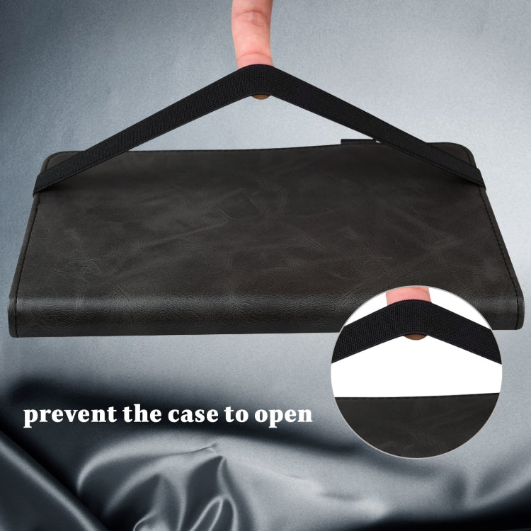 For Samsung Galaxy Tab A9 Solid Color Stripe Embossed Leather Tablet Case(Black) by bashfashion