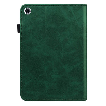 For Samsung Galaxy Tab A9 Solid Color Stripe Embossed Leather Tablet Case(Green) by bashfashion