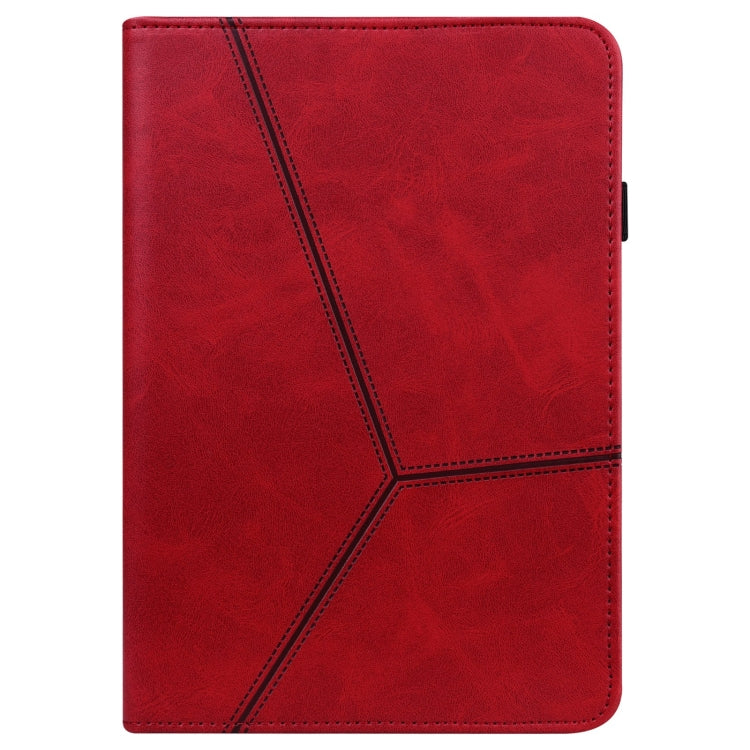 For Samsung Galaxy Tab A9+ Solid Color Stripe Embossed Leather Tablet Case(Red) by bashfashion