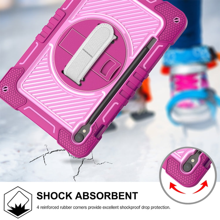 For Samsung Galaxy Tab S9 360 Degree Rotation PC Contrast Silicone Tablet Case(Rose Red + Pink) by bashfashion