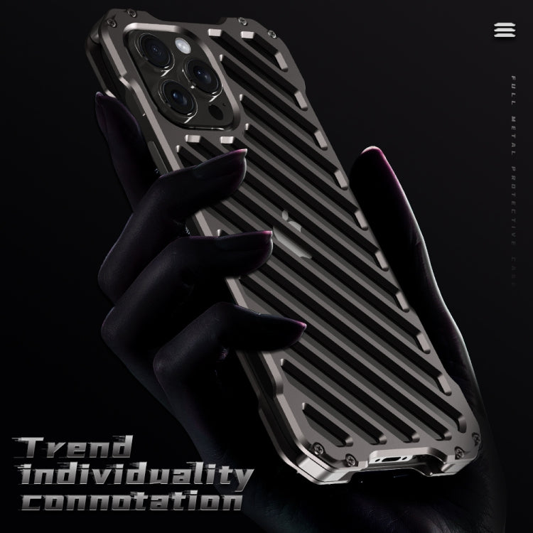 For iPhone 15 Plus R-JUST RJ-50 Hollow Breathable Armor Metal Phone Case(Space Grey) by R-JUST