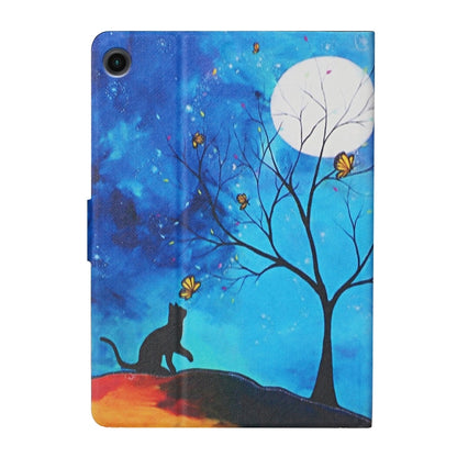 For Samsung Galaxy Tab A11+ / A9+ Colored Drawing Pattern Horizontal Flip PU Tablet Case with Sleep / Wake-up Function(Moonlight Cat) by bashfashion