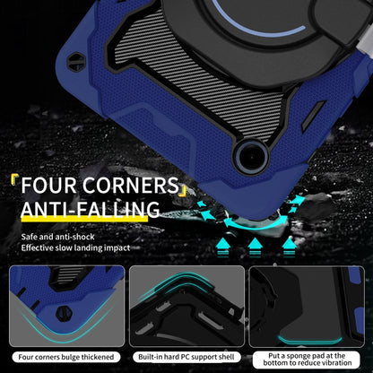 For Samsung Galaxy Tab A9 Armor Portable Rotating Ring Holder Silicone Tablet Case(Navy Blue) by bashfashion