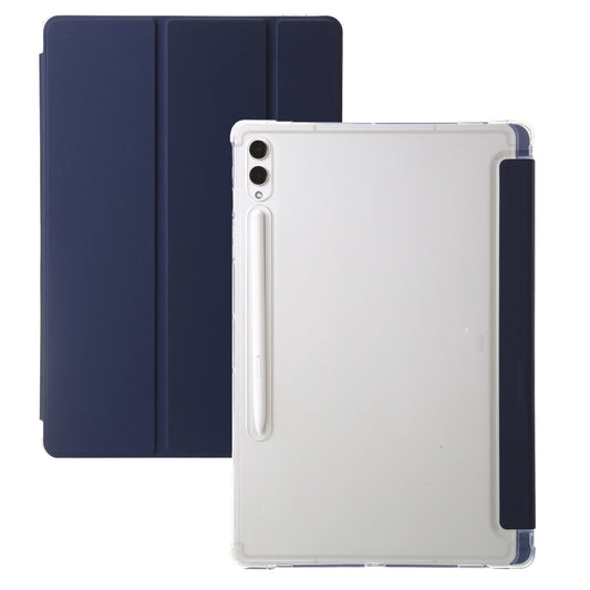 For Samsung Galaxy Tab S10 Ultra 3-Fold Clear Acrylic Leather Tablet Case(Dark Blue) by bashfashion
