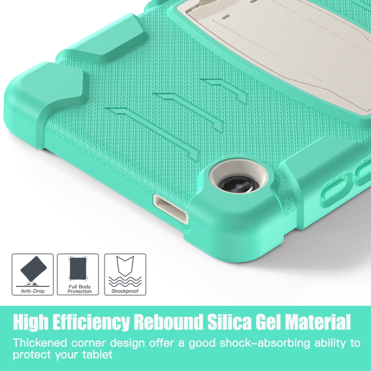 For Samsung Galaxy Tab A9 / Tab A11 3-Layer Protection Screen Frame + PC + Silicone Shockproof Combination Tablet Case with Holder(Mint Green) by bashfashion