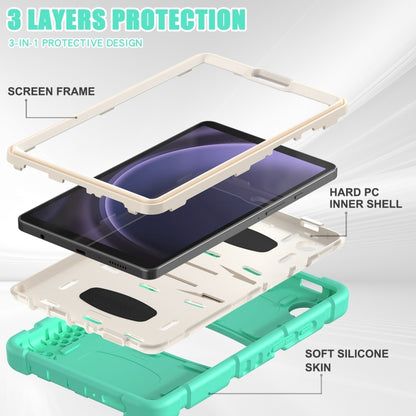 For Samsung Galaxy Tab A9 / Tab A11 3-Layer Protection Screen Frame + PC + Silicone Shockproof Combination Tablet Case with Holder(Mint Green) by bashfashion