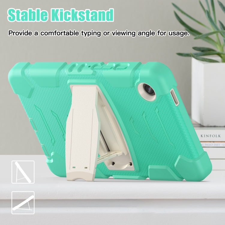 For Samsung Galaxy Tab A9 / Tab A11 3-Layer Protection Screen Frame + PC + Silicone Shockproof Combination Tablet Case with Holder(Mint Green) by bashfashion