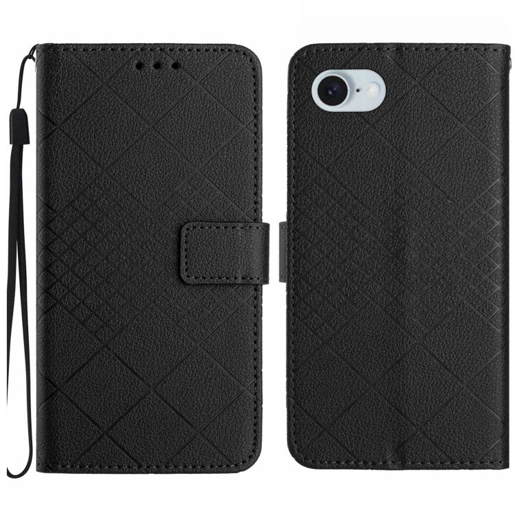 For iPhone SE 2024 Rhombic Grid Texture Leather Phone Case(Black) by bashfashion
