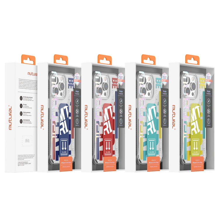 For iPhone 15 Pro Mutural Cyber Series TPU Phone Case with IML Stand(Yellow) by Mutural