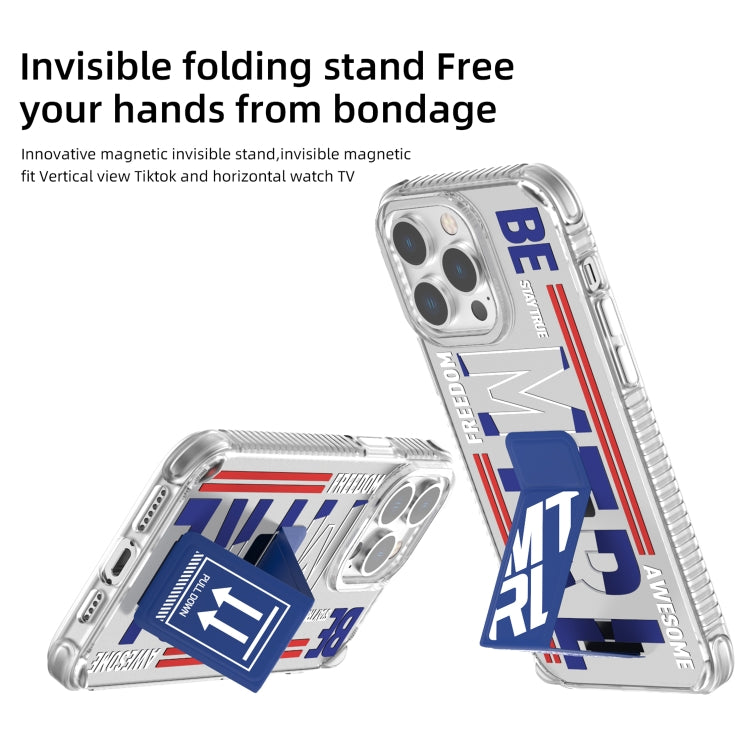 For iPhone 15 Pro Max Mutural Cyber Series TPU Phone Case with IML Stand(Blue) by Mutural