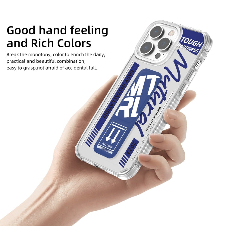 For iPhone 15 Pro Max Mutural Wing Flash Series TPU Phone Case with IML Stand(Blue) by Mutural