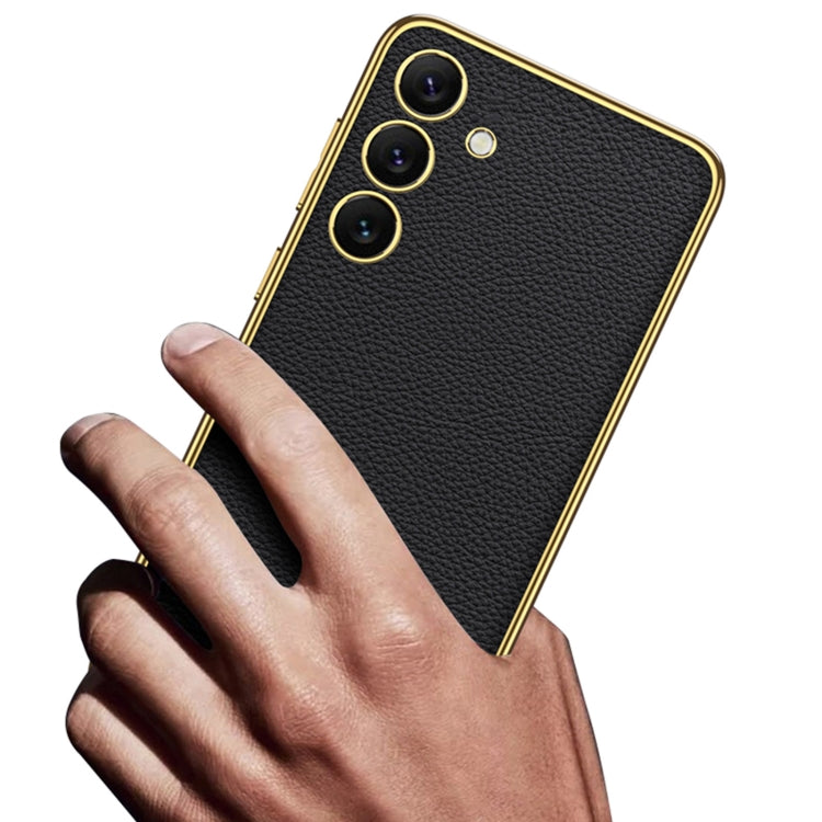 For Samsung Galaxy S24+ 5G GKK Plating TPU + Leather Full Coverage Phone Case(Black) by GKK