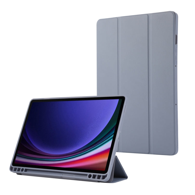 For Samsung Galaxy Tab S10 FE / S9 3-Fold Pure Color TPU Leather Tablet Case with Pen Slot(Lavender) by bashfashion
