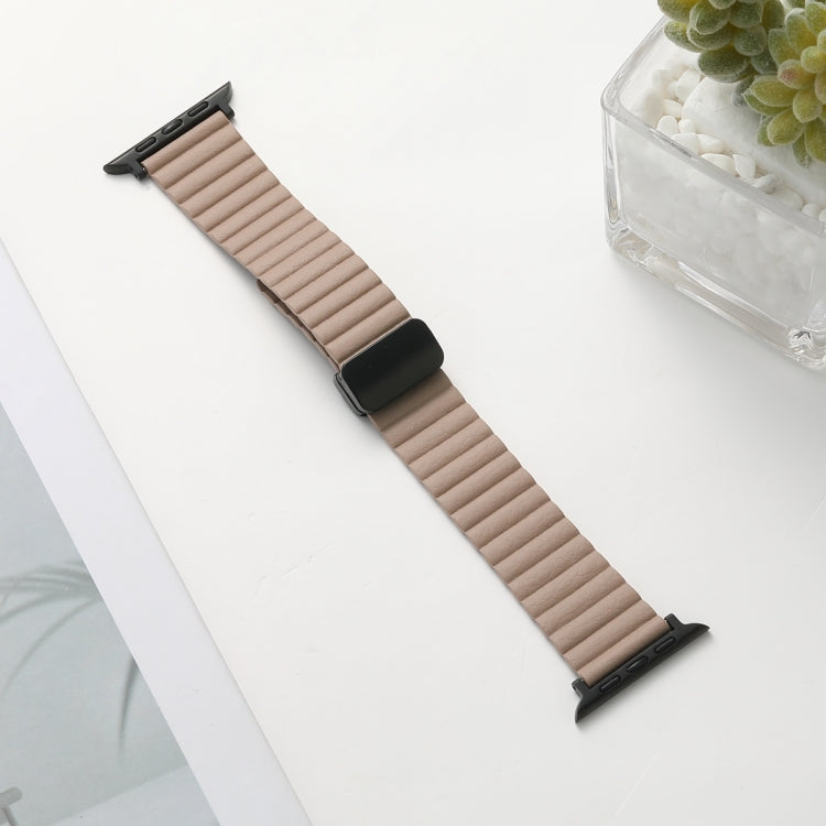 For Apple Watch SE 44mm Water Ripple Magnetic Folding Buckle Watch Band, Style: Bold Version(Khaki) by bashfashion