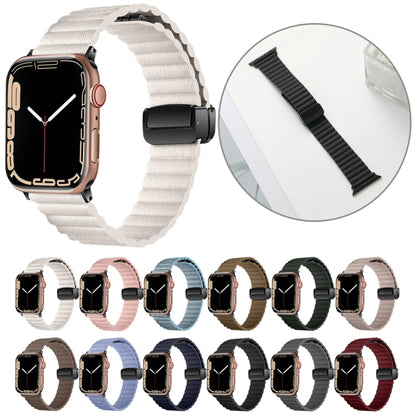 For Apple Watch 38mm Water Ripple Magnetic Folding Buckle Watch Band, Style: Bold Version(Black) by bashfashion
