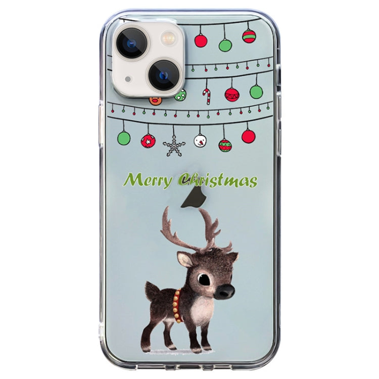 For iPhone 13 mini Christmas Colored Drawing Pattern High Transparent Soft TPU Phone Case(Elk) by bashfashion