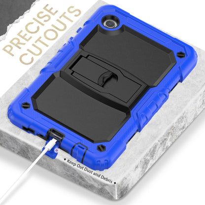 For Samsung Galaxy Tab A11 / A9 Silicone Hydric PC Tablet Case with Shoulder Strap & Holder(Dark Blue) by bashfashion