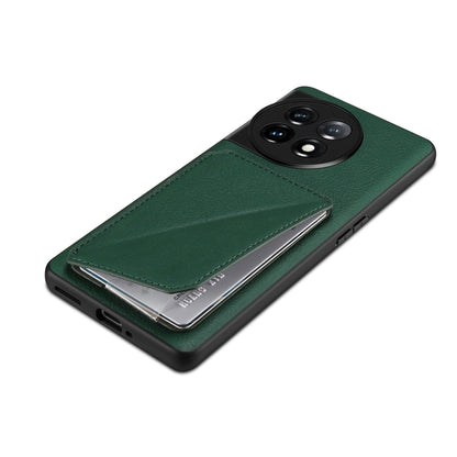 For OnePlus 11 5G Denior Imitation Calf Leather Back Phone Case with Holder(Green) by Denior