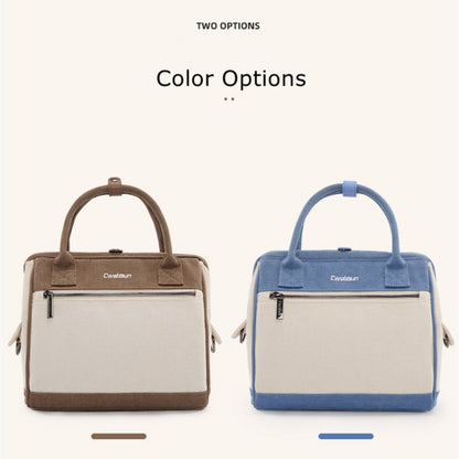 Cwatcun D112 Contrast Canvas Camera Bag One-shoulder Cross-body Tote Bag, Size:24.5 x 30 x 15.5cm(Blue) by Cwatcun