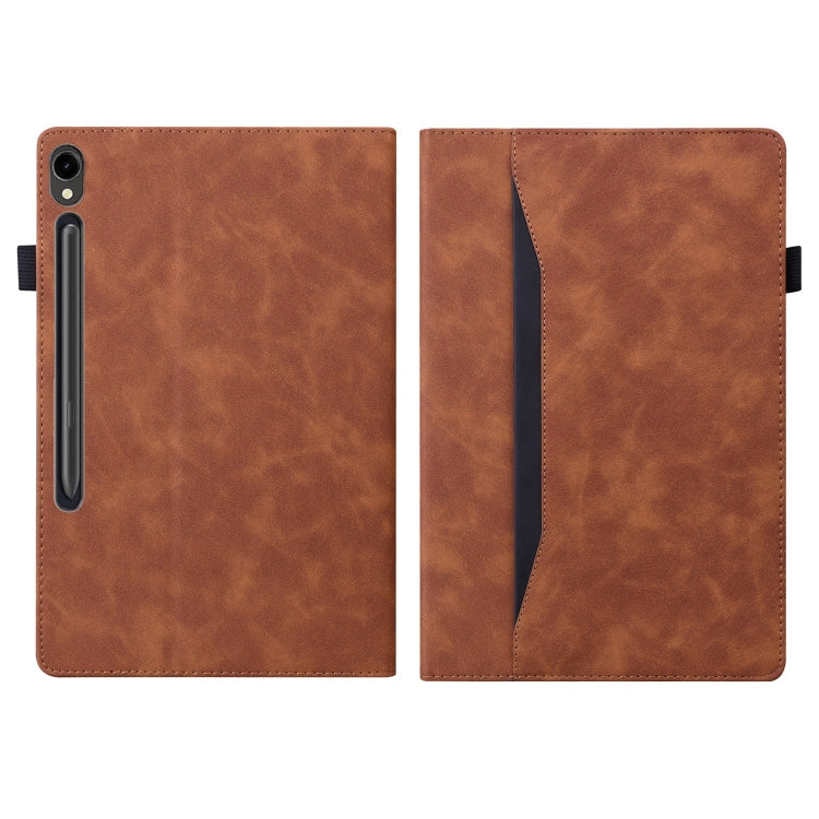 For Samsung Galaxy Tab S11 / S10 /S9 Splicing Shockproof Smart Leather Tablet Case(Brown) by bashfashion
