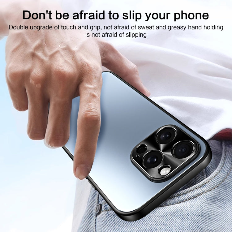 For iPhone 14 Pro R-JUST RJ-61 Electroplating Frosted TPU + PC Phone Case with Holder(Silver) by R-JUST