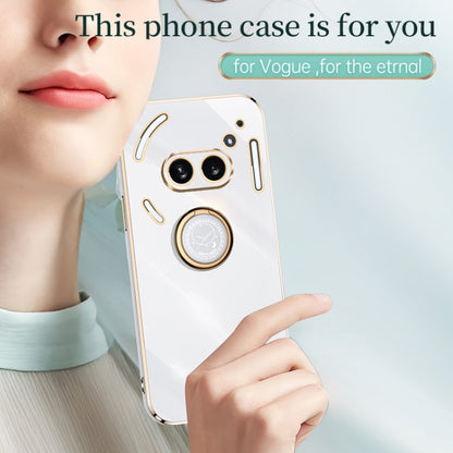 For Nothing Phone 2A XINLI Straight Edge 6D Electroplate TPU Phone Case with Ring Holder(Mint Green) by XINLI
