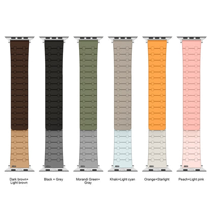 For Apple Watch Series 5 40mm Two Color Loop Magnetic Silicone Watch Band(Dark Brown+Light Brown) by bashfashion