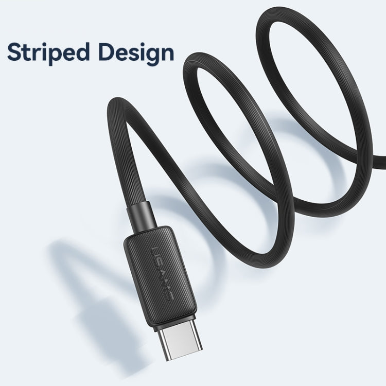 USAMS US-SJ688 USB to USB-C / Type-C 3A Striped Fast Charge Data Cable, Length:1m(Black) by USAMS