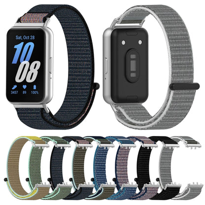 For Samsung Galaxy Fit 3 Nylon Loop Hook and Loop Fastener Watch Band(Official Black) by bashfashion