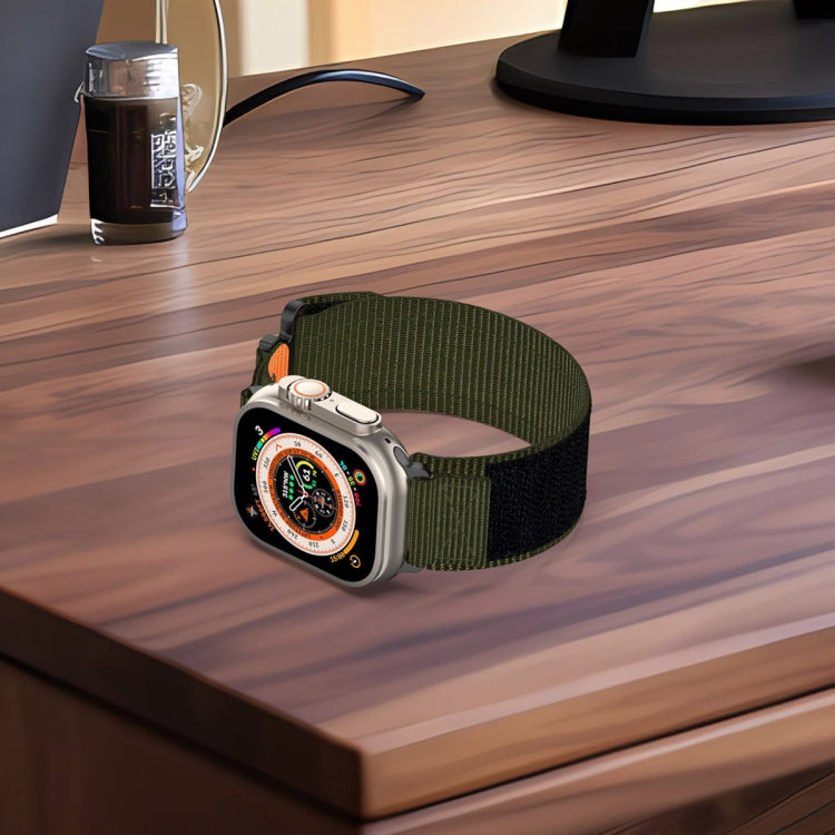For Apple Watch Series 9 45mm Nylon Hook And Loop Fastener Watch Band(Army Green) by bashfashion