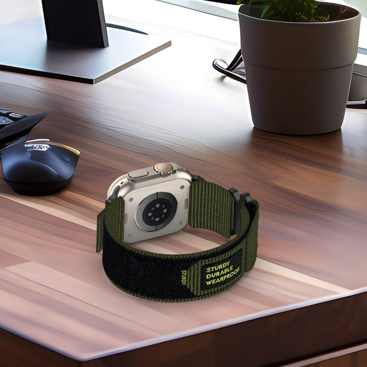 For Apple Watch Series 8 45mm Nylon Hook And Loop Fastener Watch Band(Army Green) by bashfashion