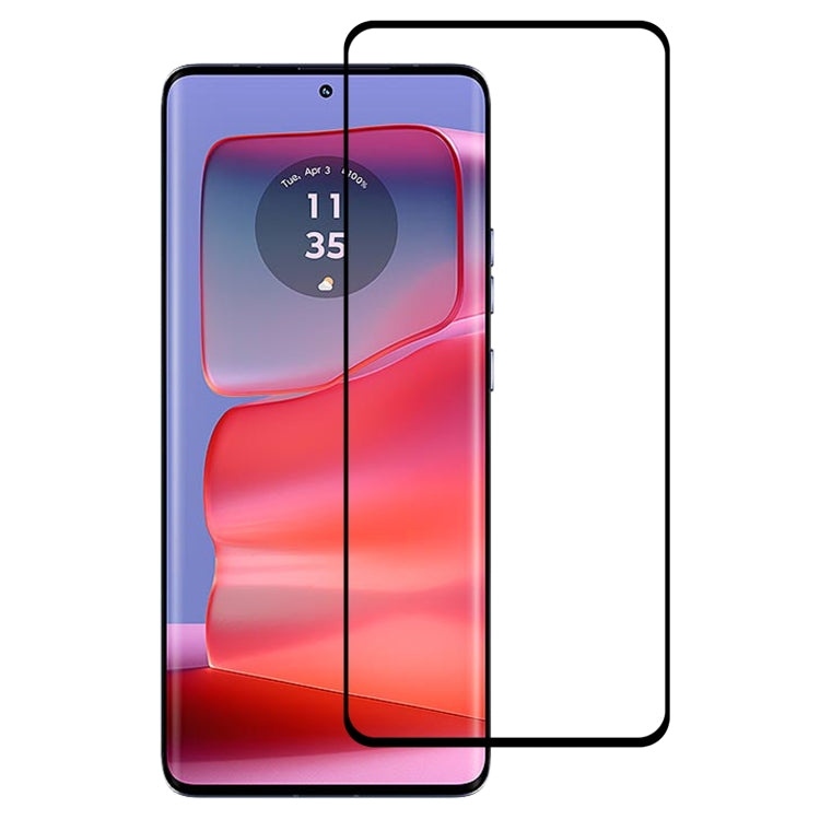 For Motorola Edge 50 Pro Edge Glue 9H HD 3D Curved Edge Tempered Glass Film(Black) by bashfashion