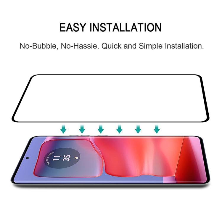 For Motorola Edge 50 Pro Edge Glue 9H HD 3D Curved Edge Tempered Glass Film(Black) by bashfashion