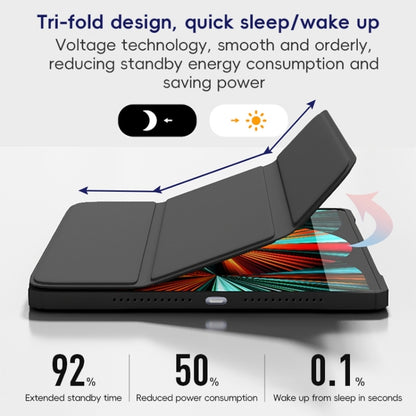 For iPad Pro 12.9 2022/2021/2020 ZGA Tri-Fold Voltage Smart Leather Tablet Case(Ice Blue) by ZGA